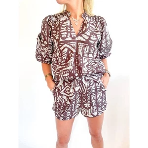 Willa Story Palmer gefütterte Shorts zum Überziehen Tasche braun bunt Tribal WS4010-1 S - Bild 1 von 11