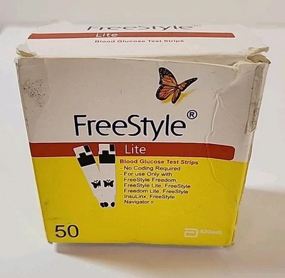 NEW Freestyle Lite 50 Count Blood Glucose Diabetic Test Strips EXP 12/2026 - image 1 of 3