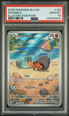 2025 POKEMON BLK EN-BLACK BOLT ILLUSTRATION RARE #129 DWEBBLE PSA 10 - Image 1 of 2