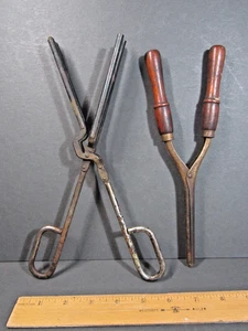 Antique Hair Crimper Curling Iron Barber Beauty Shop Tools Shabby Decor  PAIR - Picture 1 of 5