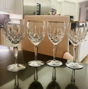 Gorham Lady Anne Gold Kristall Weingläser 4er Set. Top Zustand.   - Bild 1 von 3