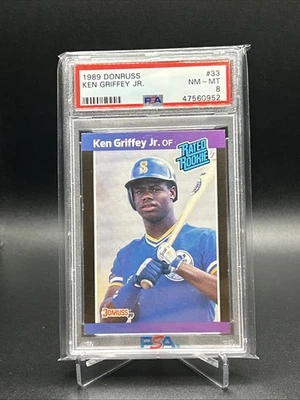 Donruss Rated Rookie Ken Griffey Jr #33 1989 *Denota* junto a la actuación PSA 8 Foto 1 de 4