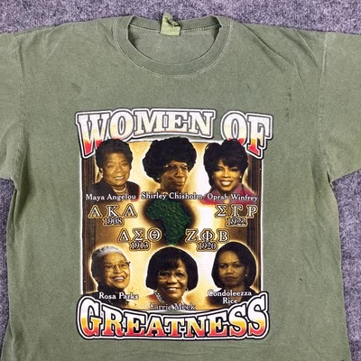 Auténtica Camiseta Pigmento Para Hombre XL Verde Negro Historia Gráfico Mujeres de Grandeza Foto 1 de 4
