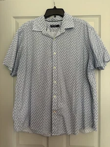 Camicia Cremieux Classics blu/bianco Paisley bottoni davanti manica corta uomo XL - Foto 1 di 6