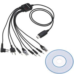 8 in1 USB Programming Cable Cord Wired For Motorola Baofeng Kenwood HYT Radio - Afbeelding 1 van 24