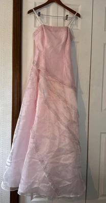 Vestido de graduación vintage Morgan Co maxi vestido de baile rosa años 90 Y2K cuentas talla 3/4 Foto 1 de 4