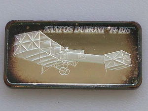 1974 Hamilton Mint Santos Dumont 14BIS HAM-633 Silver Art Bar D2202 - Picture 1 of 2