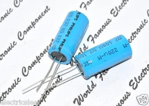 2pcs - PHILIPS 037 220uF (220µF) 100V Radial Electrolytic Capacitor - Picture 1 of 3