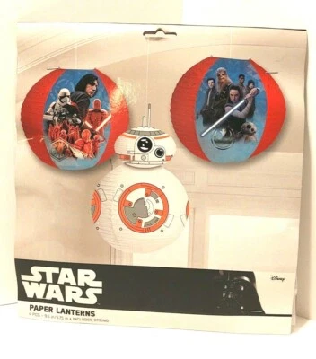 Star Wars Paper Lantern 4 Pieces Birthday Party Decorations NEW - Image 1 of 4