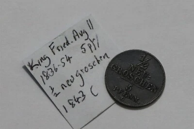 🧭 🇩🇪 Germany SAXONY 5 PFENNIG 1843 B73 #7040 - Image 1 of 3