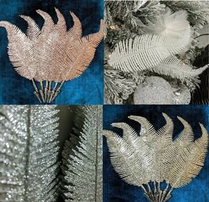 6X Christmas Tree Decoration Clip On Feather Glitter Baubles Flower Ornaments UK - Picture 1 of 16