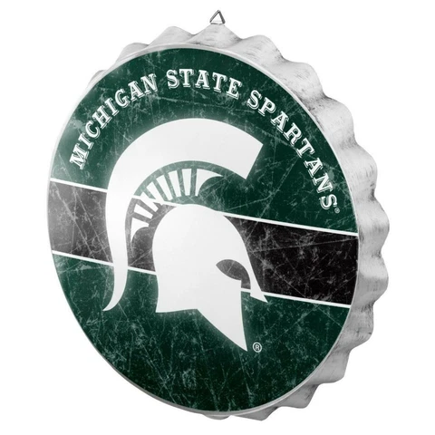 Michigan State Spartans 13.5 Inch Metal Distressed Bottle Cap Sign [NEW] Plaque Cover