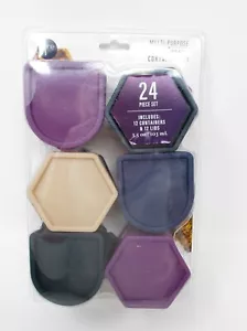 Core Condiment Container Set With Lids 24 Pc blue beige purple each holds 3.5oz - Picture 1 of 4