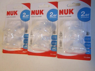 NUK Silikon-Trinktülle 2er Pack - Je 3 x Stück (6 Stück) - 1 x Set - Bild 1 von 4
