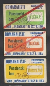 🔴YUGOSLAVIA 1983/84 JELSINGRAD Co. Banja Luka - 3 Bons for three daily meals🔴  - Picture 1 of 2