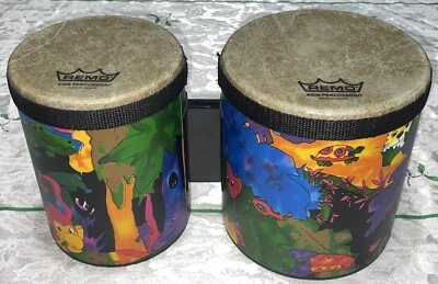 Детские ударные двойные барабаны бонго Remo Rain Forest размер 5 дюймов и 6 дюймов - Изображение 1 из 4