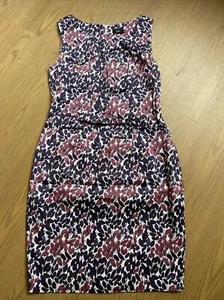 F&F Purple Pink Mix Leaf Print Cotton Blend Shift Dress UK 12 - Picture 1 of 12