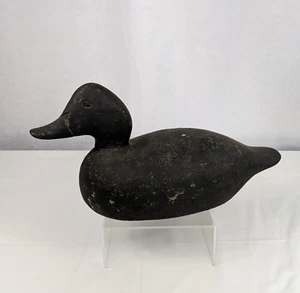 Handmade Wooden Black Duck Decoy Hunting Folk Art Carved Bird Primitive Decor 1 - Picture 1 of 17