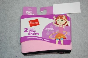 Girls 2 PAIR PLAY SHORTS Under Dress Shorts PINK & BLACK Stretchy SIZE S / 6 - Picture 1 of 1