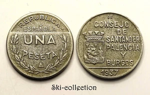 1 Peseta 1937, Santander, Palencia Y Burgos. Spanien/Espana - Bild 1 von 1