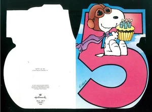 PEANUTS SCHULZ SNOOPY BIGLIETTO AUGURI GIFT CARD MEDIO HALLMARK ANNI '80 5 ANNI - Bild 1 von 2