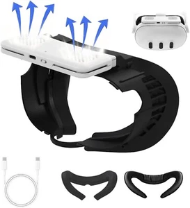 Mask with Cooling Fan for Meta Quest 3 Accessories with Face Buffer Pad - Picture 1 of 17