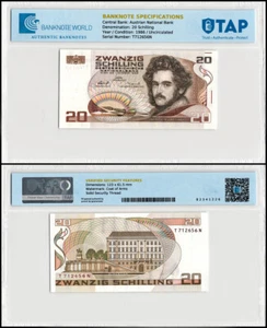 Austria 20 Schilling, 1986, P-148, UNC Authenticated - Picture 1 of 1