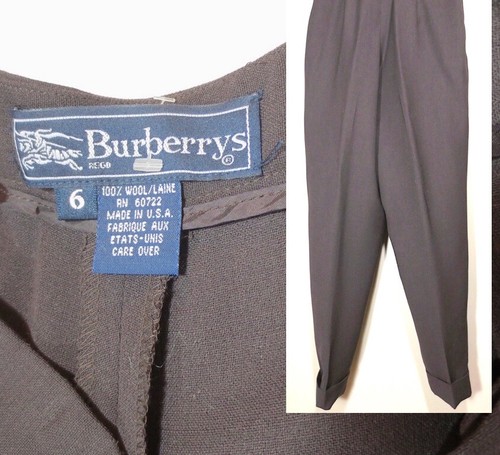Pantaloni eleganti vintage BURBERRYS 6 curvy mamma S polsini chiusura laterale made in USA spaziosi L29