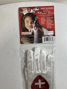Krankenschwester Handschuhe Krankenhaus Honig weiß rot lang Halloween Erwachsene Kostüm Zubehör - Bild 1 von 6
