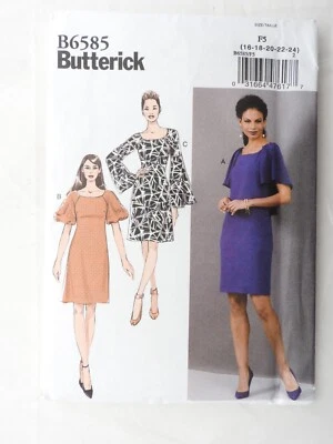 Butterick B6585  sewing pattern Shift Dress  with Sleeve options sz 16-24 UNCUT - Image 1 of 3