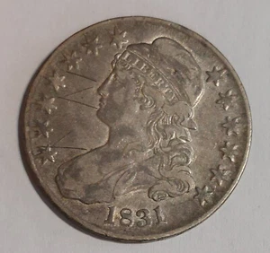 Antique 1831 US Capped Bust Silver Half Dollar XF+ Devices Obverse Scratches 50¢ - Picture 1 of 2