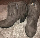 Women's - Mohengan Style Boots by Not Rated - Grey Fringe Boots - Size 6.5