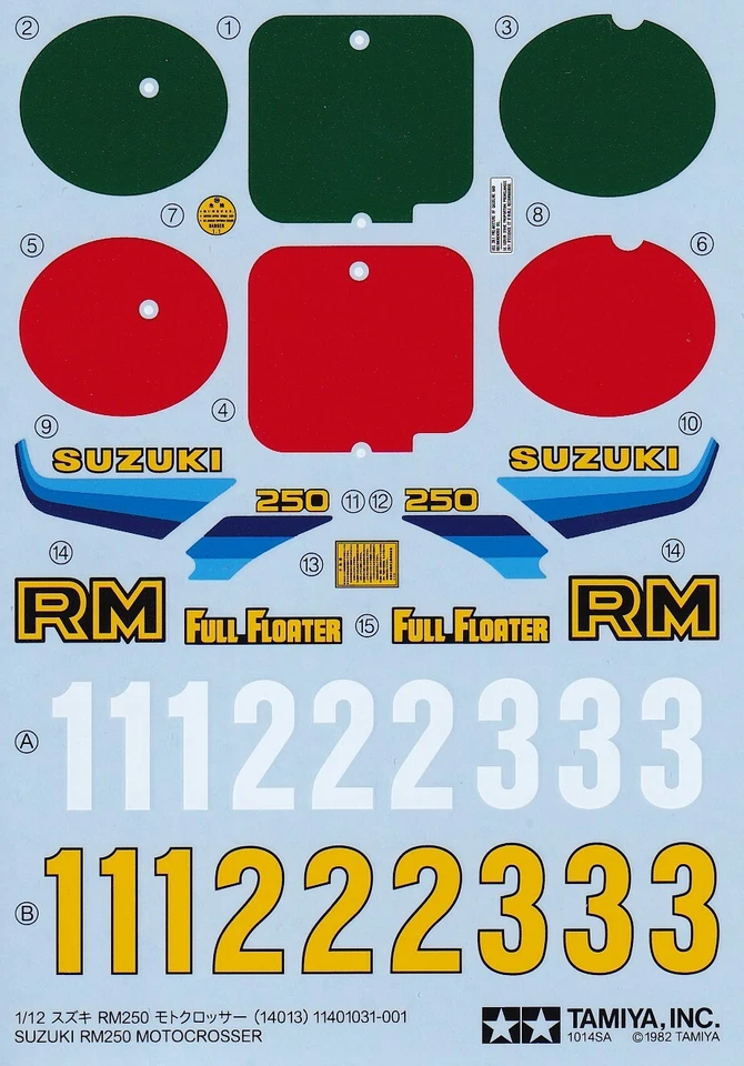 Decalcomanie Tamiya 1/12 SUZUKI RM250. Articolo14013 dal Giappone - Immagine 1 di 1