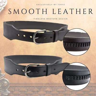 TJAYZ 45 Cal Western Style Smooth Leather Cartridge Belt – Premium Craftsmanship