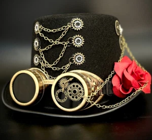 Cappello Steampunk Stile Viaggiatore del Tempo Top Hat Piuma Halloween Costume Cappello Cosplay - Foto 1 di 5