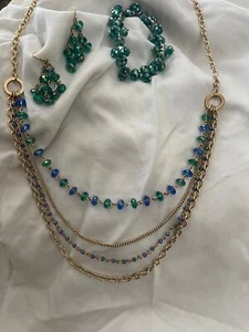 Vintage NWT 4-Strand Beaded Necklace with Matching Beaded Bracelet and Earrings - Picture 1 of 11