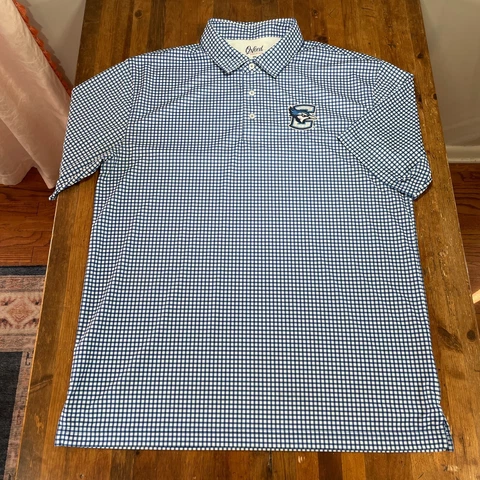 Creighton Bluejays Polo Shirt Mens XXL White Blue Check Golf Casual Oxford Cover