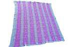 NEW HAND CROCHET Purple Gray MULTI COLOR AFGHAN LAP BLANKET THROW 65" x 65"