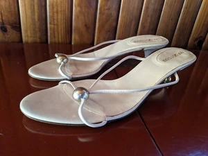 SERGIO ROSSI VERO CUOIO  KITTEN HILLS SANDALS SIZE 37.5 MADE IN ITALY AS NEW - Picture 1 of 7