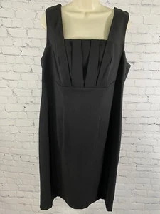 Perceptions Black Sleeveless Layered Front Square Neck Back Zip Shift Dress 14W - Picture 1 of 14