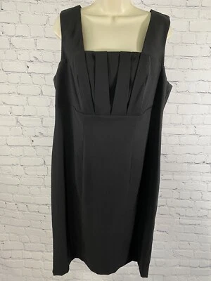 Perceptions Black Sleeveless Layered Front Square Neck Back Zip Shift Dress 14W - Image 1 of 4