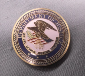 DEPARTMENT OF JUSTICE color enameled metal insert lot of 5 trophy parts 2" dia - Picture 1 of 1