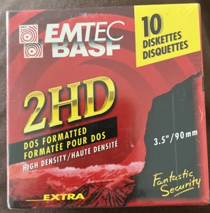 Formatierte 3,5" Disketten 10 Emtec BASF 2HD, DOS hohe Dichte. Neu alter Lagerbestand - Bild 1 von 2