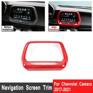Red 8.4" Navigation GPS Screen Panel Trim Cover for Chevrolet Camaro 2017+ - Picture 1 of 8