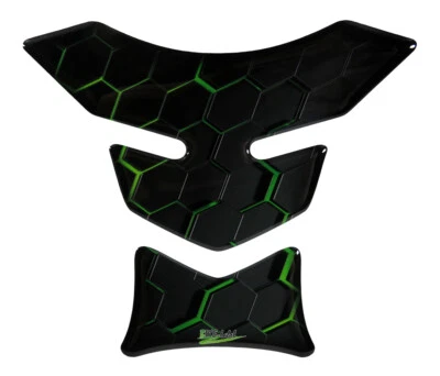 Tankpad Wabenmuster Grün - Motorrad Tankschutz 3D Lackschutz Aufkleber : Form 34 - Bild 1 von 4