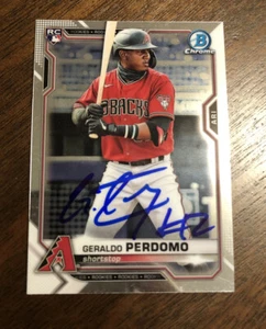 DIAMONDBACKS- GERALDO PERDOMO AUTOGRAPH 2021 BOWMAN CHROME #98 TRADING CARD - Picture 1 of 1