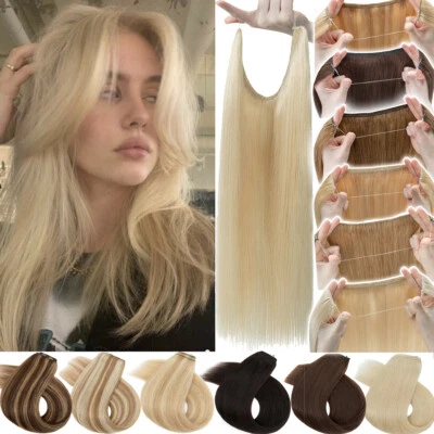 One Piece Russian THICK Wire In 100% Remy Human Hair Extensions Hidden Headband - Image 1 of 4
