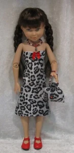 Handgefertigte Kleidung für 16-17" AG Puppen, Kleid, Halskette, Handtasche Set #AGH19 - Bild 1 von 3