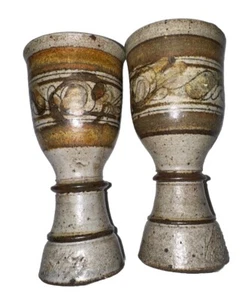 2 Vintage James Kachler Signed Chalice Goblet Stoneware Pottery Carmel CA 1979 - - Picture 1 of 9