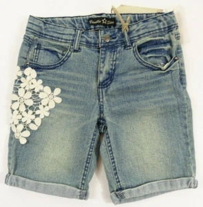 Vanilla Star Girls Jeans Shorts Size 8 Bermuda Crochet Flowers Embroidered - Picture 1 of 6